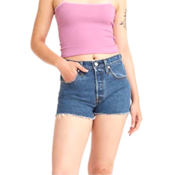 NWT Levi's 501 Original High Rise Women's Shorts Salsa Halfway Medium Wash 31 - Picture 1 of 9